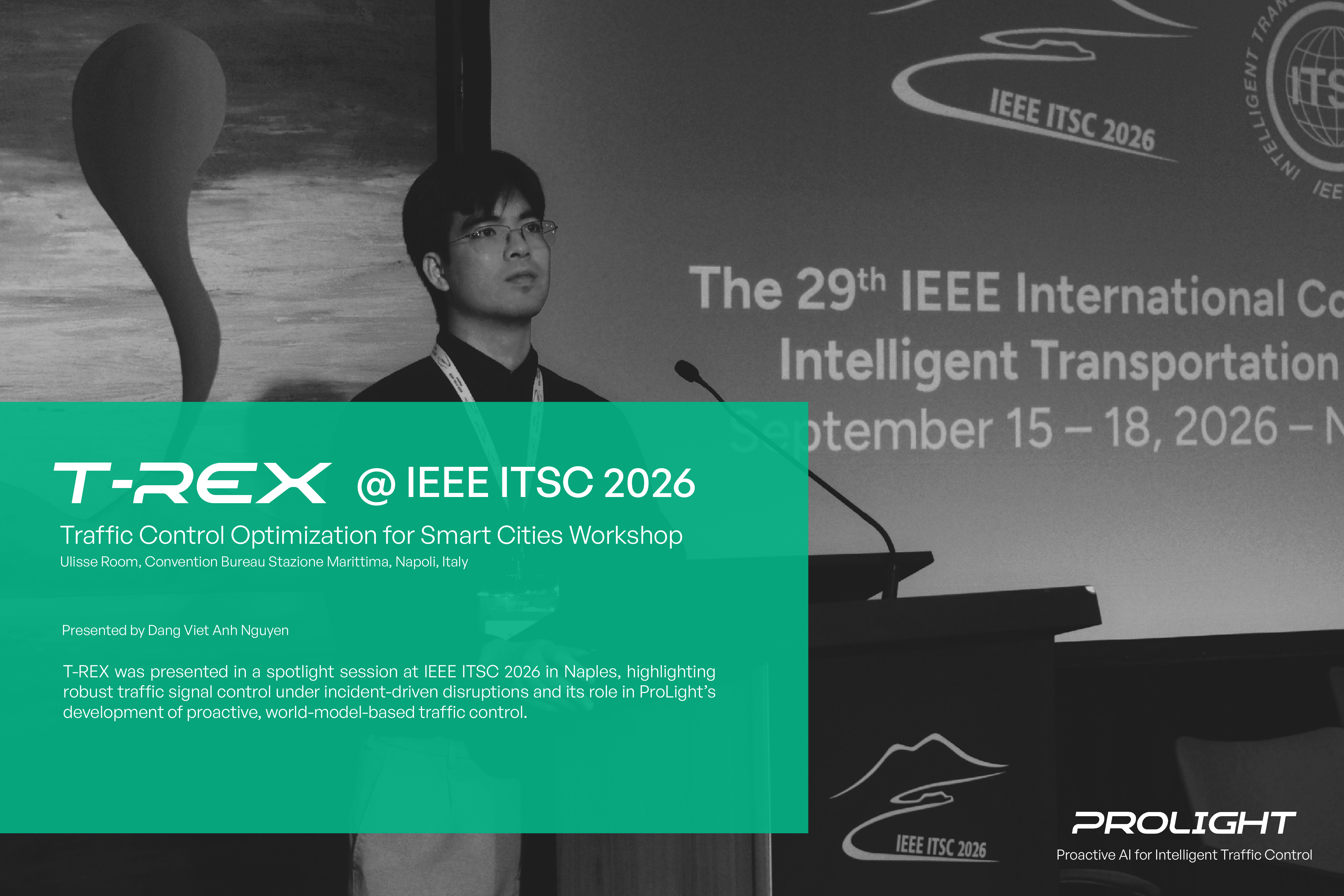 Dang Viet Anh Nguyen presenting T-REX at IEEE ITSC 2026 in Naples